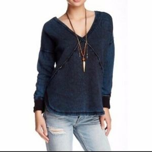 Free People Indigo Western Pullover Top